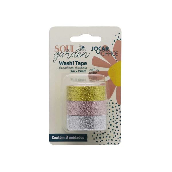 Washi Tape Decorativa Jocar Soul Garden Brilho 15mmx3m com 3 Unidades Washi Tape Decorativa Jocar Soul Garden Brilho 15mmx3m com 3 Unidades