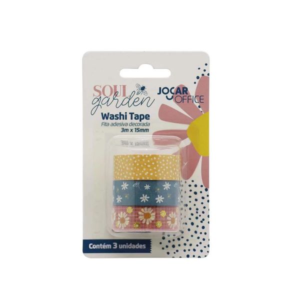 Washi Tape Decorativa Jocar Soul Garden Flower 15mmx3m com 3 Unidades Washi Tape Decorativa Jocar Soul Garden Flower 15mmx3m com 3 Unidades