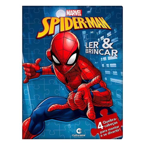 Livro Infantil Culturama para Ler e Brincar Spider Man com Quebra-Cabeça