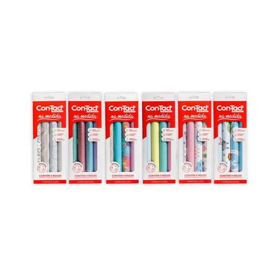 Plástico Adesivo Contact Liso Color Gliter na Medida com 4 Rolos 30cmx1m