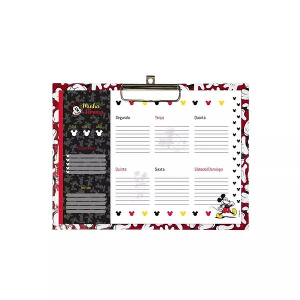 Prancheta Dac A4 Planner Semanal Horizontal Disney Mickey com 12 Folhas Prancheta Dac A4 Planner Semanal Horizontal Disney Mickey com 12 Folhas