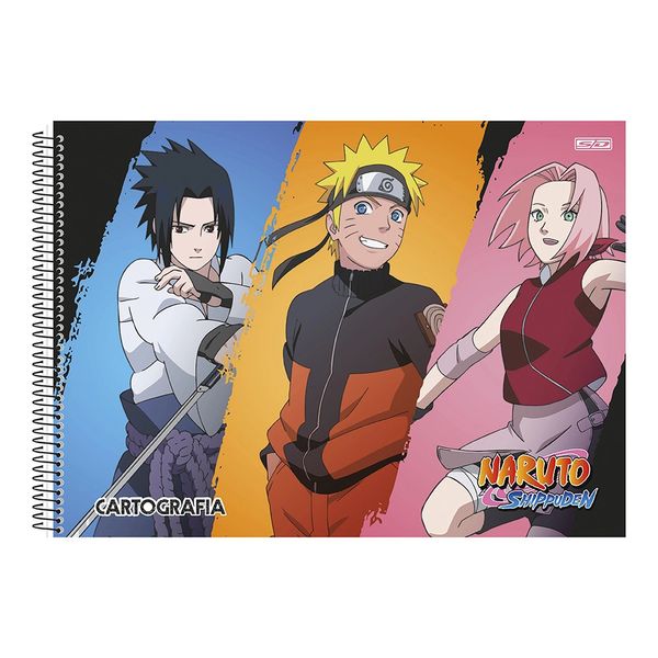 Caderno Cartografia São Domingos Espiral Capa Dura Naruto Shippden 60 Folhas - Item Sortido