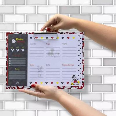 Prancheta Dac A4 Planner Semanal Horizontal Disney Mickey com 12 Folhas