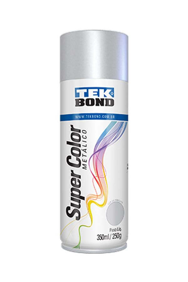 Tinta Acrílica Spray Super Color 350ml/250g Prata Metálico