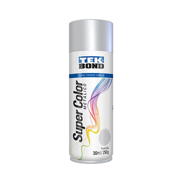 Tinta Acrílica Spray Super Color 350ml/250g Prata Metálico