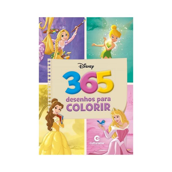 Livro Infantil Culturama 365 Atividades Colorir Princesas e Fadas Disney