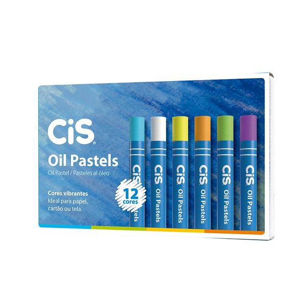 Giz de Cera Cis Oil Pastels com 12 Unidades Cores Vibrantes