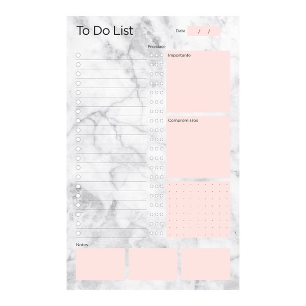 Bloco Planner Chies To Do Style Le Mármore 60 Folhas 12x19cm