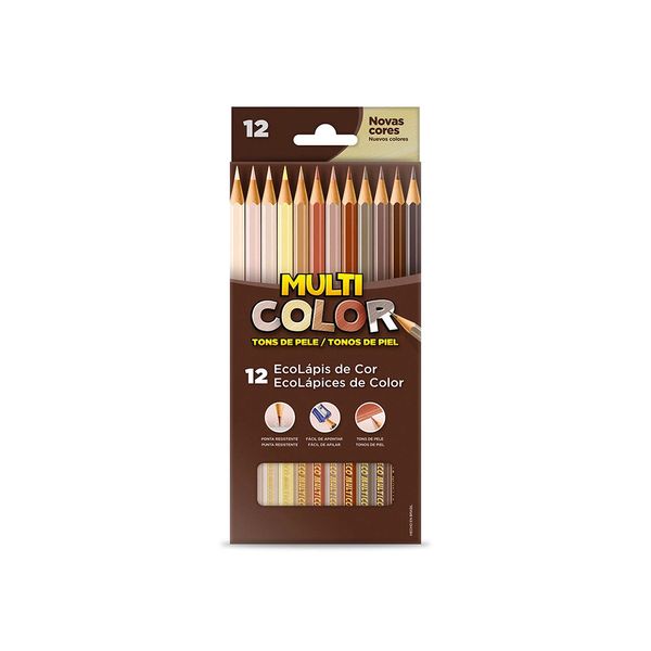 Lápis de Cor Faber-Castell Multicolor Etnias Color Tons de Pele 12 Cores
