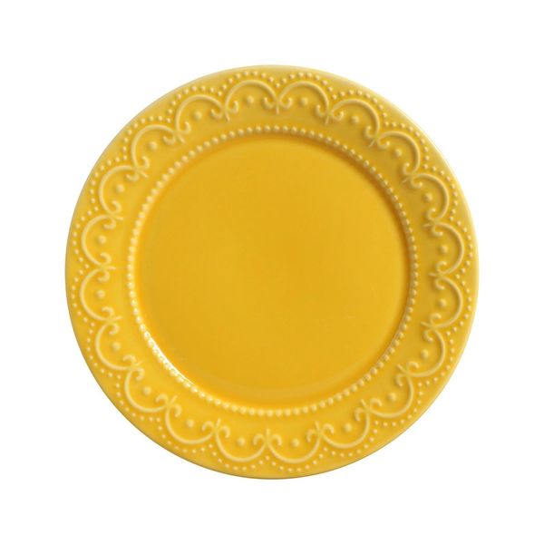 Prato Raso em Cerâmica Scalla Princess Amarelo 22cm