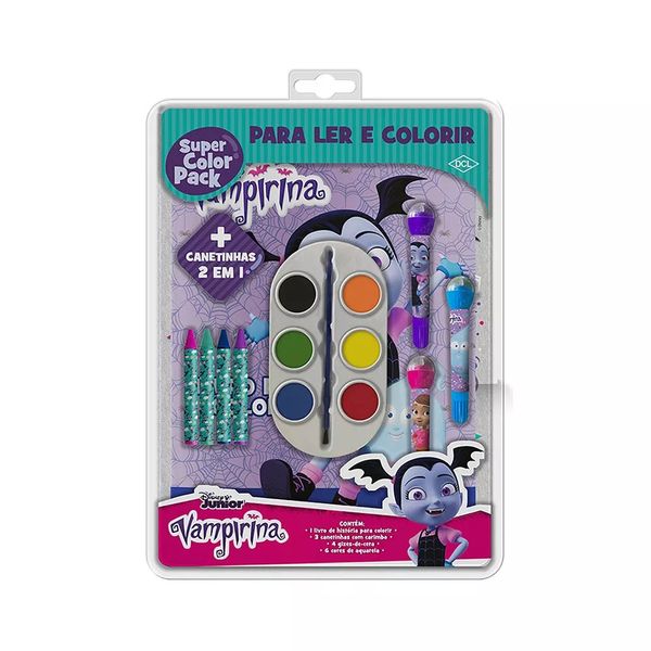 Livro Infantil Dcl Super Color Pack Vampirina para Ler e Colorir