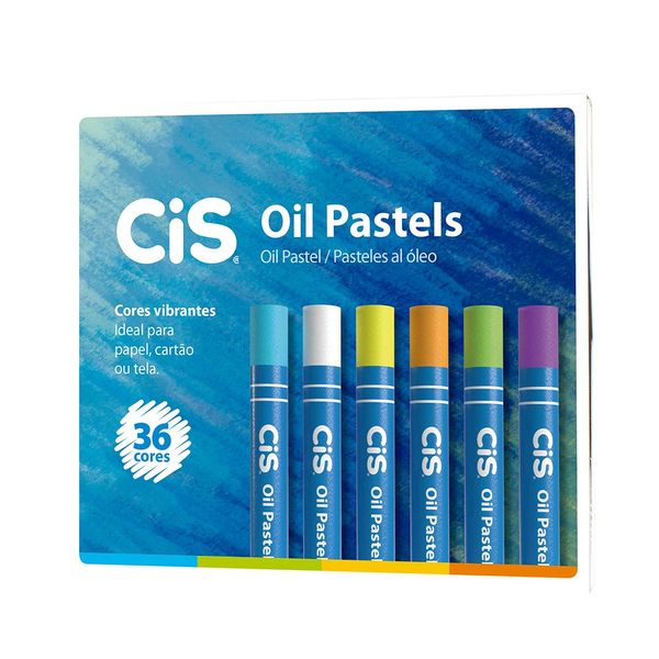 Giz de Cera Cis Oil Pastels com 36 Unidades Cores Vibrantes