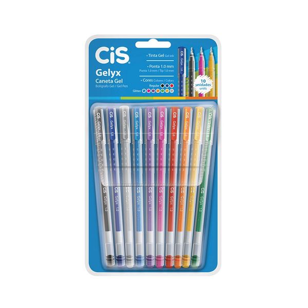 Caneta Gel Cis Gelyx Colors 1.0mm com 10 Unidades Caneta Gel Cis Gelyx Colors 1.0mm com 10 Unidades