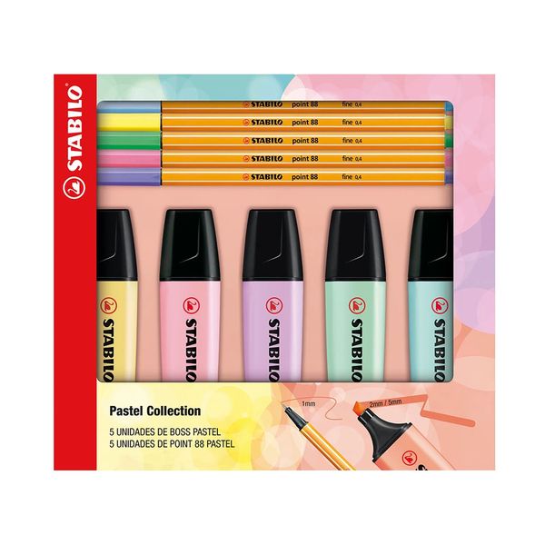 Marcador de Texto Stabilo Boss com 10 Cores Tons Pastel
