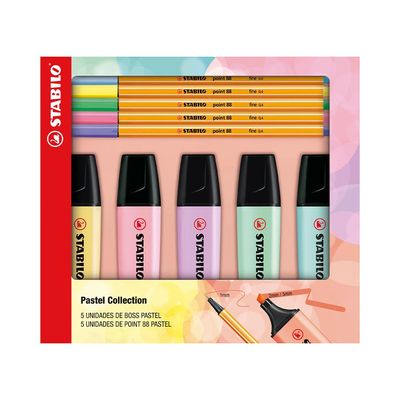 Marcador de Texto Stabilo Boss com 10 Cores Tons Pastel