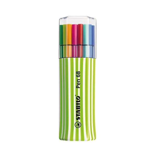 Caneta Hidrográfica Stabilo Pen 68 Estojo Triangular Fine 0.4mm com 15 Unidades Cores Vibrantes