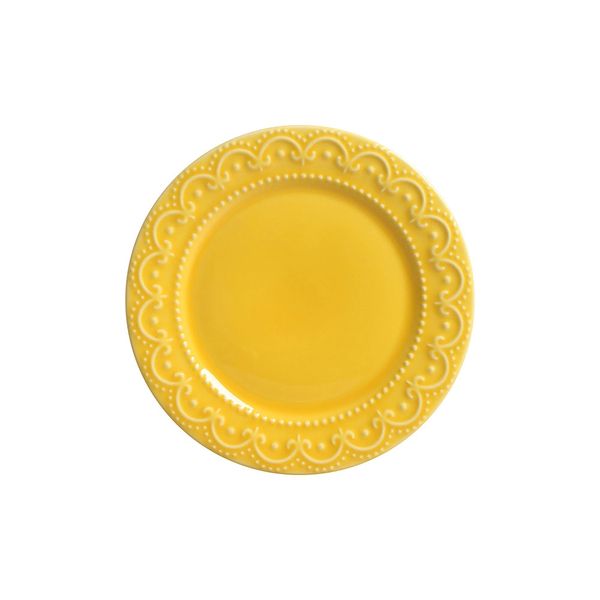 Prato de Sobremesa em Cerâmica Scalla Princess Amarelo 20cm