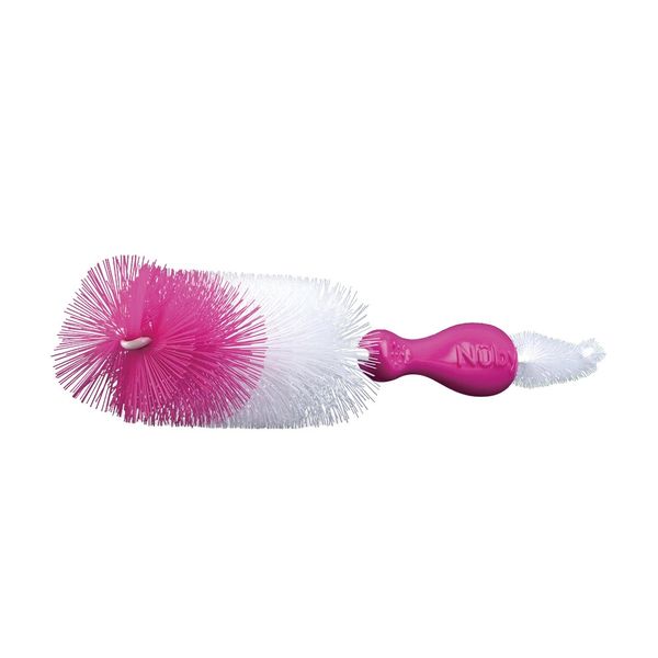 Escova para Limpeza de Mamadeira Nuby 2 em 1 Rosa