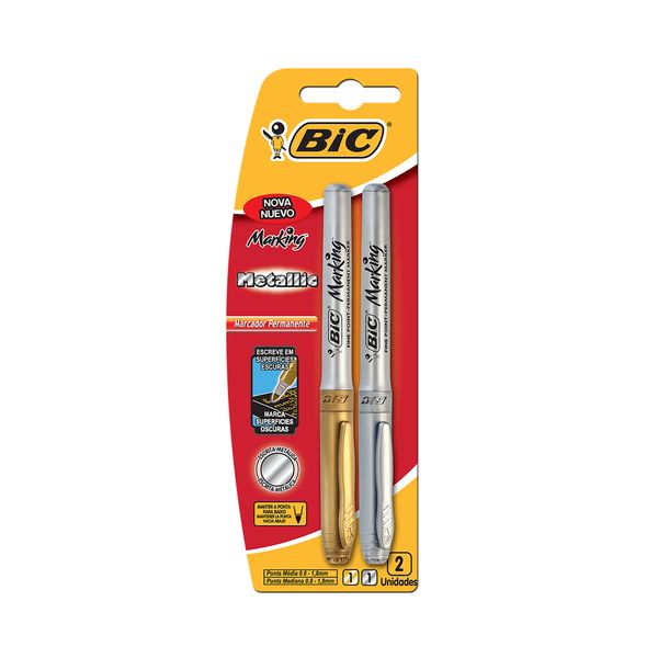 Marcador Permanente Bic Markin Metallic com 2 Unidades