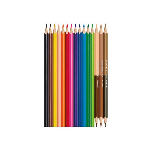Lápis de Cor Maped Color Peps Madeira 12 Cores Vibrantes + 3 Cores Tons de Pele