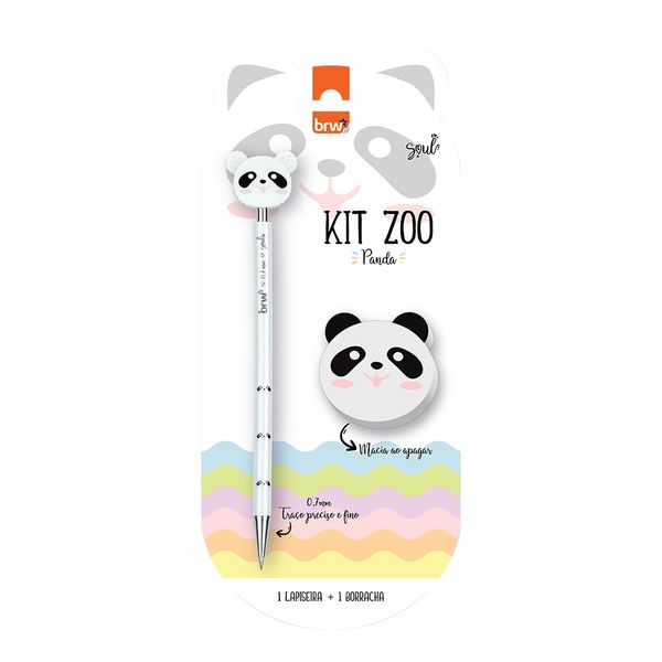 Kit Escrita Brw Zoo Panda com Lapiseira 0.7mm e Borracha
