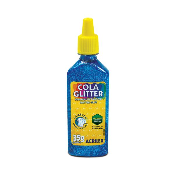 Cola Acrilex Gliter Azul 35g