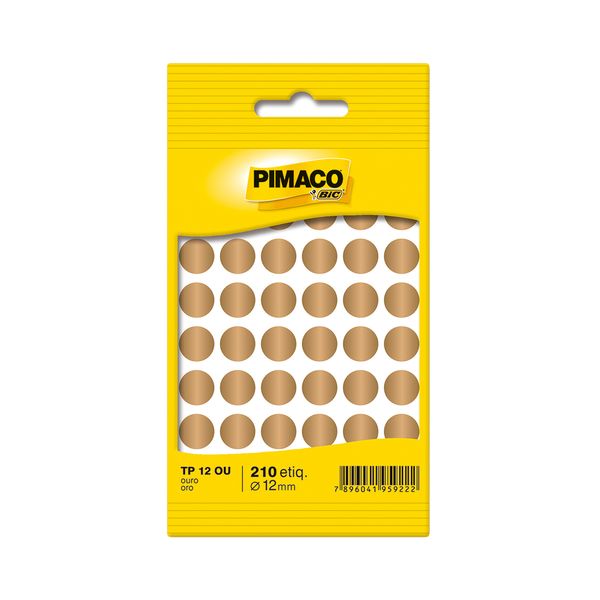 Etiqueta Adesiva Pimaco Circular TP-12 Ouro com 350 Unidades