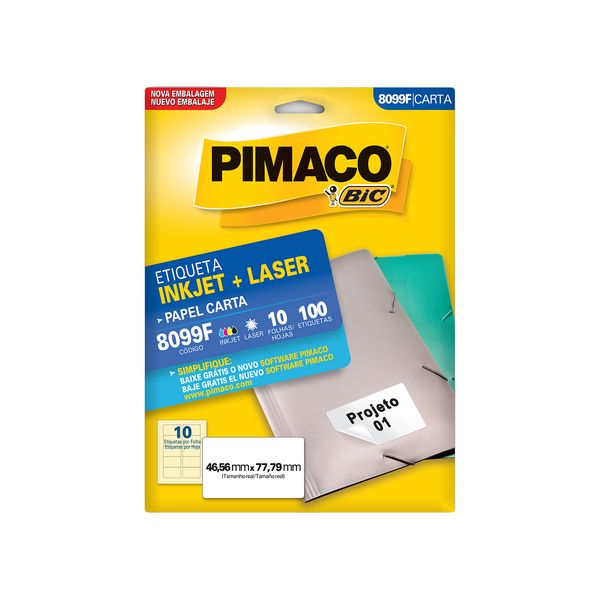 Etiqueta Adesiva Pimaco Carta com 100 Unidades 146,56x77,79mm