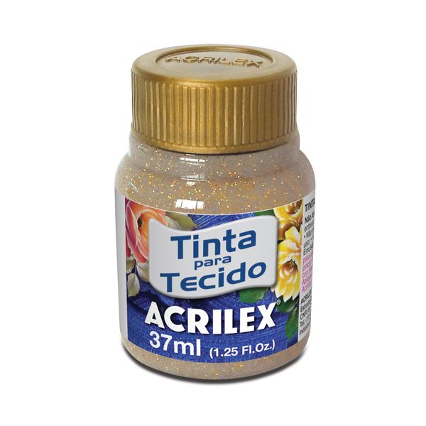 Tinta para Tecido com Glitter 37ml Ouro