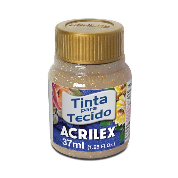 Tinta para Tecido com Glitter 37ml Ouro Tinta para Tecido com Glitter 37ml Ouro