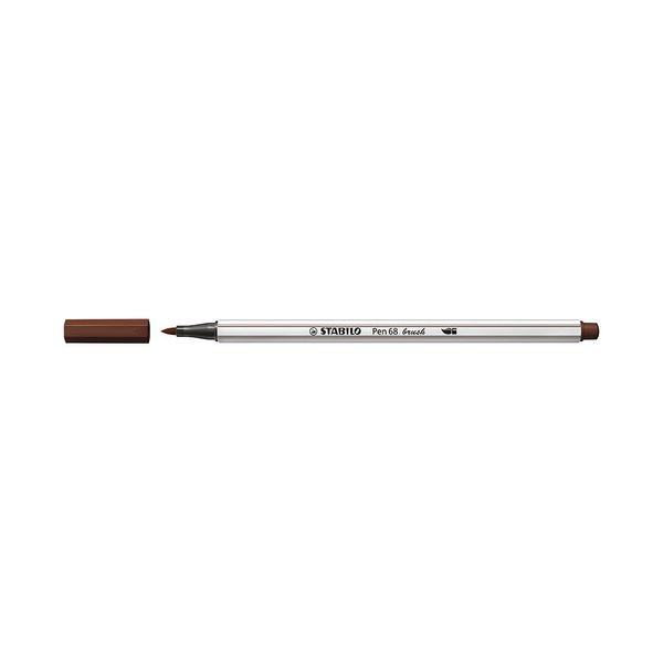 Caneta Hidrográfica Stabilo Pen 68 Brush Aquarelável Marrom Escuro