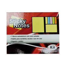 Bloco Adesivo Anotações Kit Memo Stickers Neon Colors com 7 Blocos