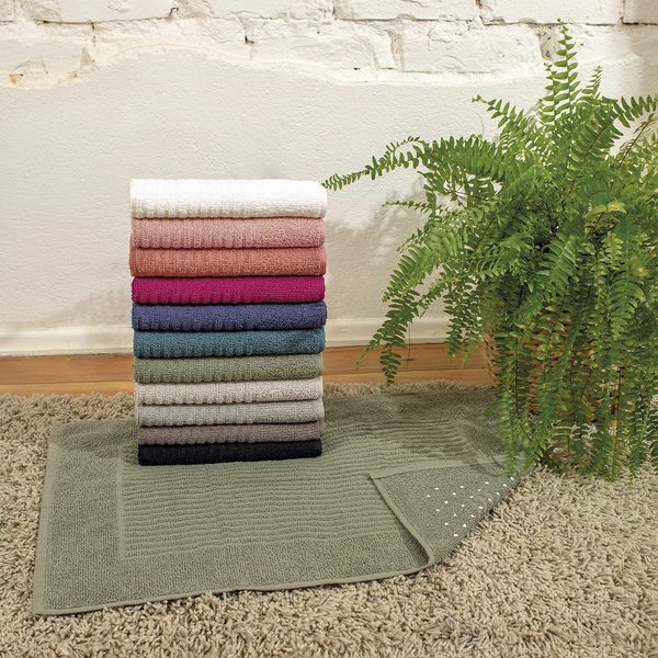 Toalha de Piso Atlântica Basic 100% Algodão com Antiderrapante Verde Musgo