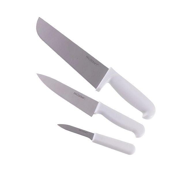 Conjunto de Facas Hauskraft Facile em Inox com Cabo Plástico Branco 3 Peças