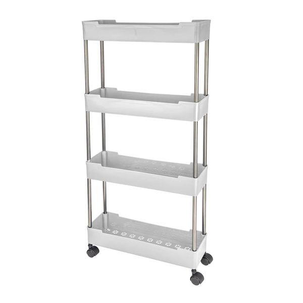 Estante Le com 4 Prateleiras com Rodas Branco Estante Le com 4 Prateleiras com Rodas Branco