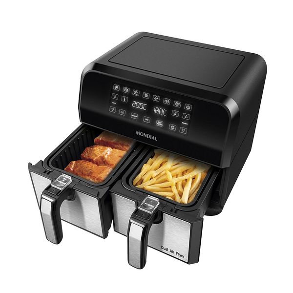 Fritadeira Elétrica Air Fryer Mondial Dual AFD-01-BI 8L Preta - 220V