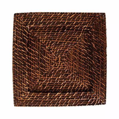 Sousplat em Rattan Mundiart Marrom Quadrado 33cm