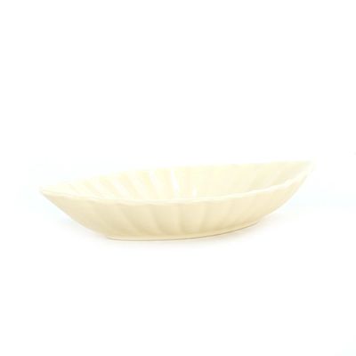 Travessa Oval Canelada Bege 25cm