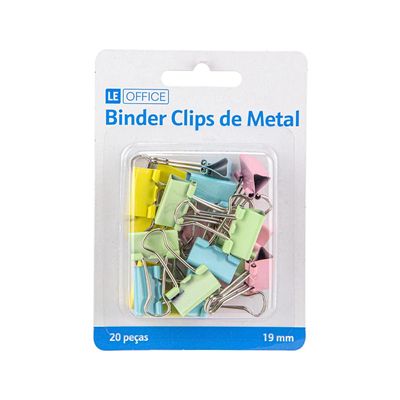 Binder Clip Le 19mm com 20 Unidades Pastel