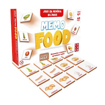 Jogo da Memória Bilíngue Memo Food Pais e Filhos