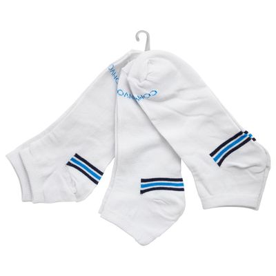 Kit Meia Adulto Yins Branco com Listras 3 Unidades