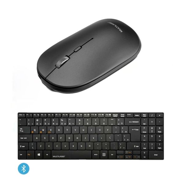 Combo Office - Mouse Sem Fio Slim Conexão BT e USB 1600dpi e Teclado Sem Fio Multimídia Conexão BT Preto – TC220K TC220K