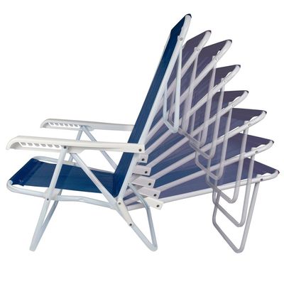 Cadeira De Praia Piscina Reclinável 8 Posições Sannet Mor Azul Marinho