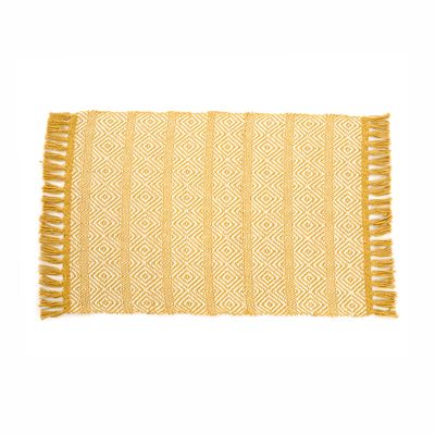 Tapete Artesanal Le Boho 40x60cm Mostarda Cru 100% Algodão