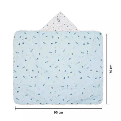 Toalha Felpuda Papi com Capuz Espaço com Forro de Fralda 70x90cm