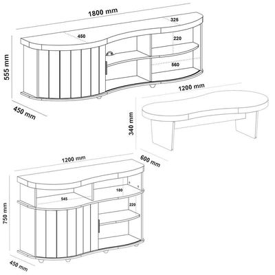 Rack Mesa Buffet Sala De Estar Mg4647 Cinamomo Off White Arly Cinamomo Off White