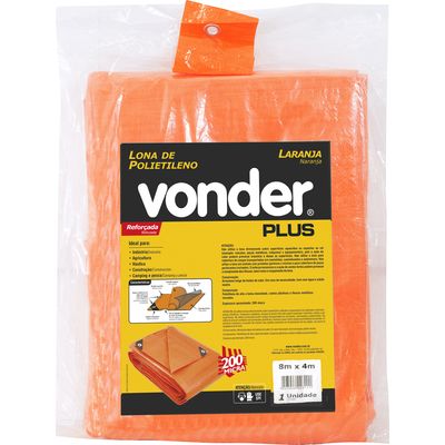 Lona Polietileno 6x5m Laranja 200 Micras Reforçada - Vonder