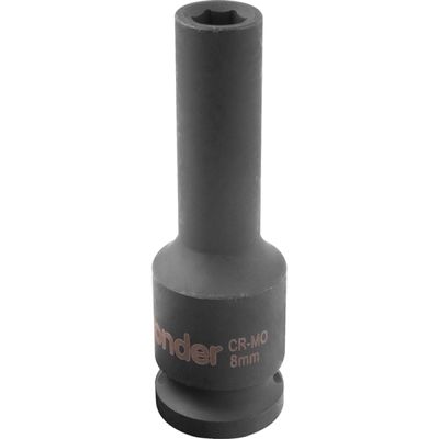 Soquete Sextavado de Impacto Longo enc 1/2" 08mm Aço Cromo