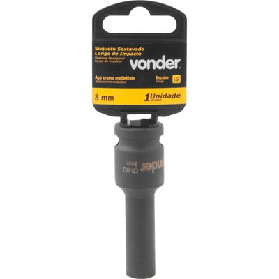 Soquete Sextavado de Impacto Longo enc 1/2" 08mm Aço Cromo