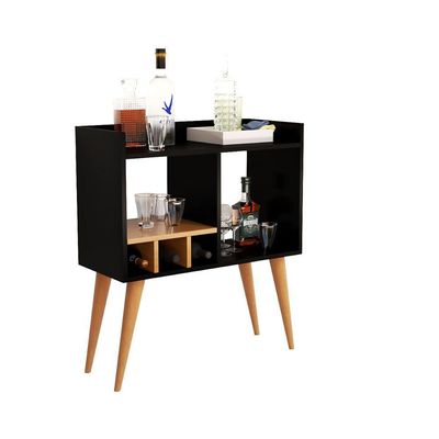Aparador Amanda Minibar Para Drinks Sala De Estar Moderna Preto